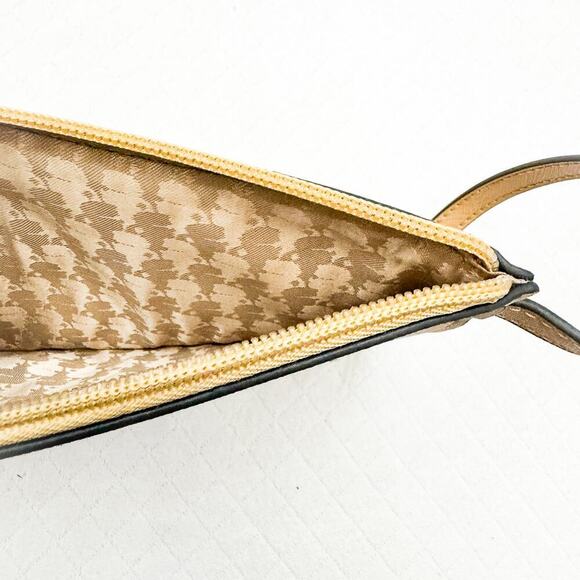 Karl Lagerfeld Tan Pebbled Faux Leather Zippered Wristlet Pouch Purse OS EUC - Picture 3 of 5
